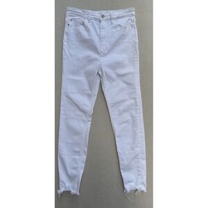 Stradivarius 5 Pocket Slim‎ Fit Denim White Mom Jeans Women's Size-8 Distressed